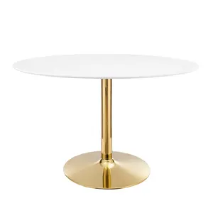 Verne 48" Oval Dining Table Gold White EEI-4750-GLD-WHI