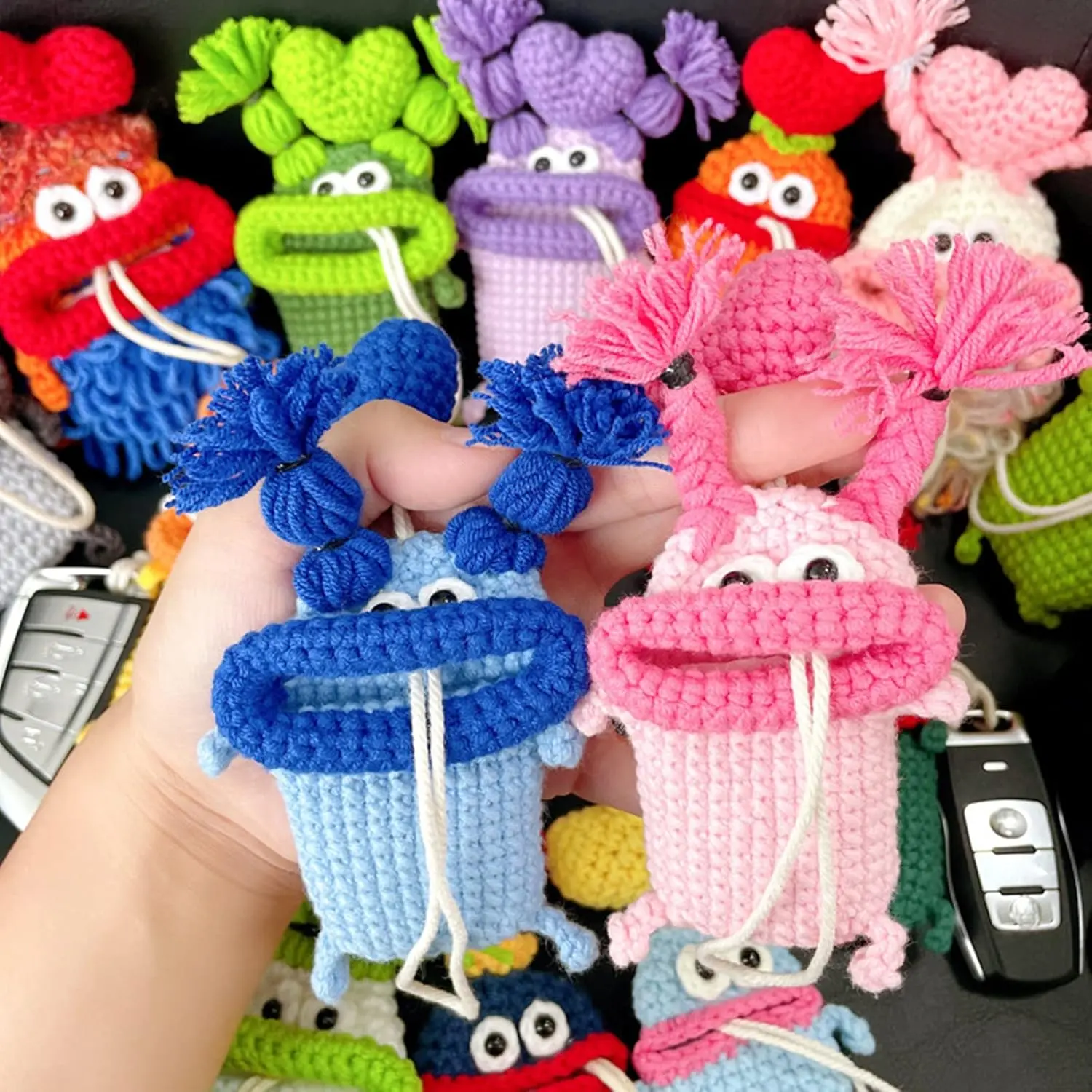 Winter Essentials Funny Handmade Crochet Monster Keychain – Cute