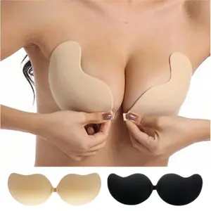 Women's 2-Pair Underwire Push Up Sticky Lingerie Bra - Invisible Silicone, Strapless, Backless, Seamless, Comfortable, Breathable, Plain Style for Dress, Formal, Everyday Wear Minimalist Festival Party Basic