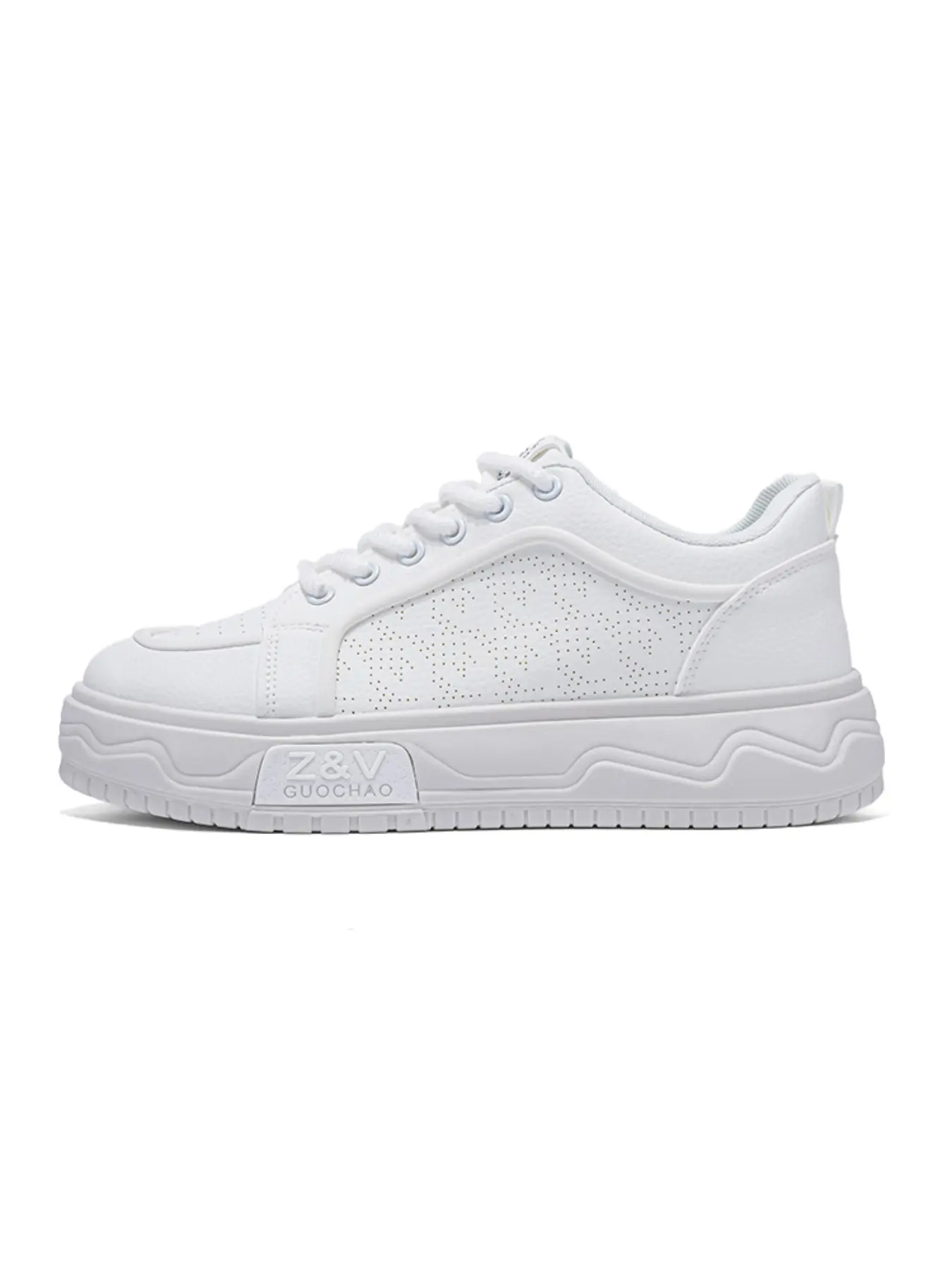 Men's Breathable Platform Sneakers, Casual Lace-Up Thick Sole Skate Shoes, Comfort Non-Slip Perforated Footwear for Daily Wear