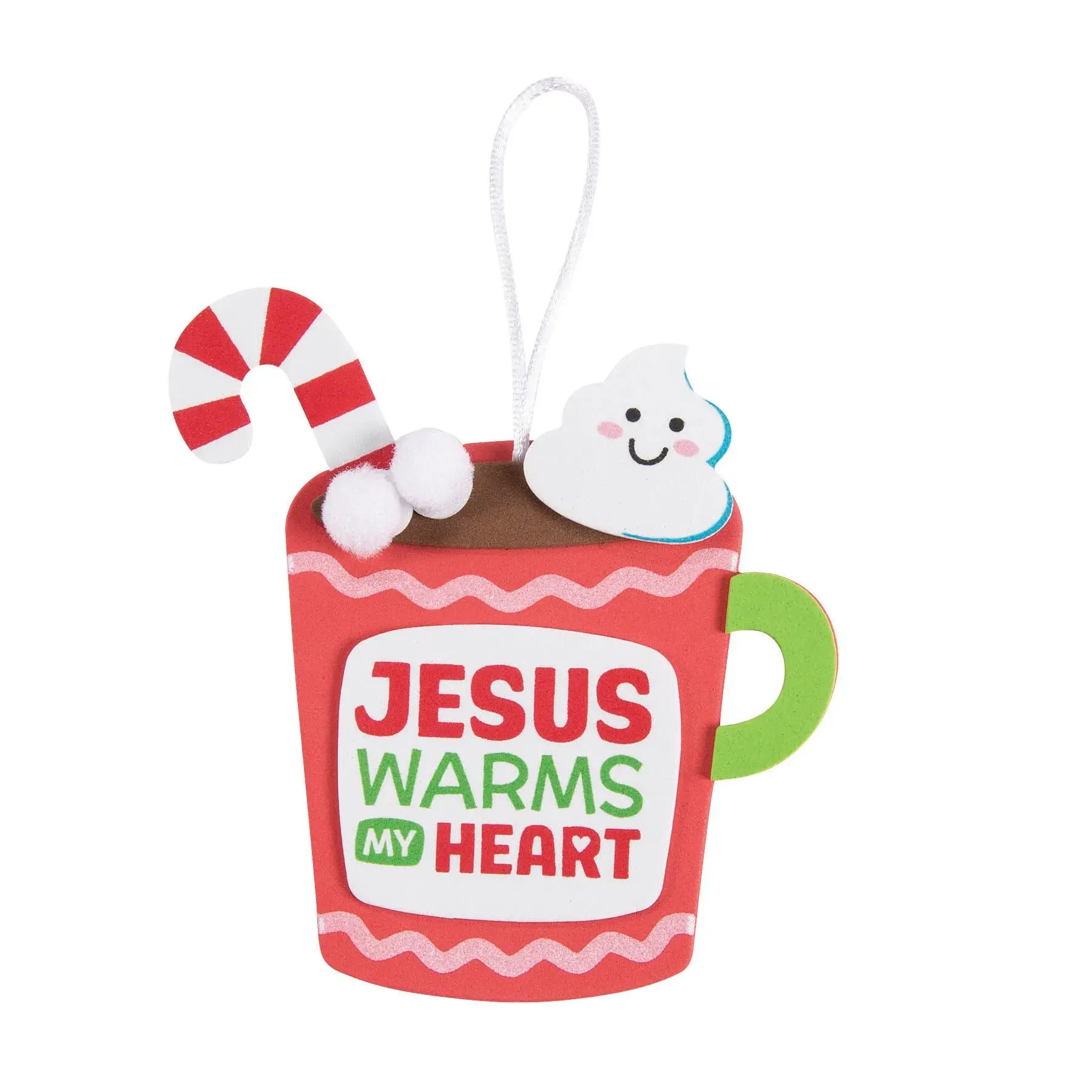 4" Jesus Warms My Heart Cocoa Christmas Ornament Craft Kit - Makes 12