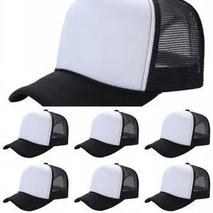 7pcs Unisex Plain Sponge Trucker Mesh Cap, Classic Trucker Hat Design with Unique Sponge Material Construction