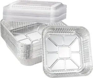 20-Pack Disposable Aluminum Foil Tins - Heavy Duty Square Cake & Baking Pans with Plastic Dome Lids Waytiffer