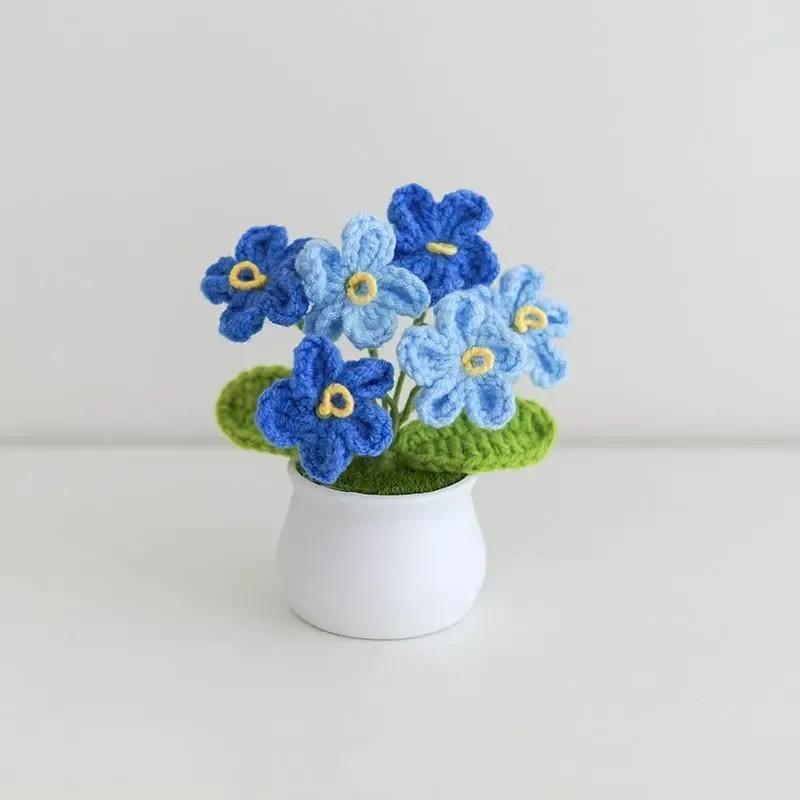 Handmade Crochet Flower Plant (1 Count), Cute Artificial Floral Decor, Perfect for Home, Party and Wedding Decoration