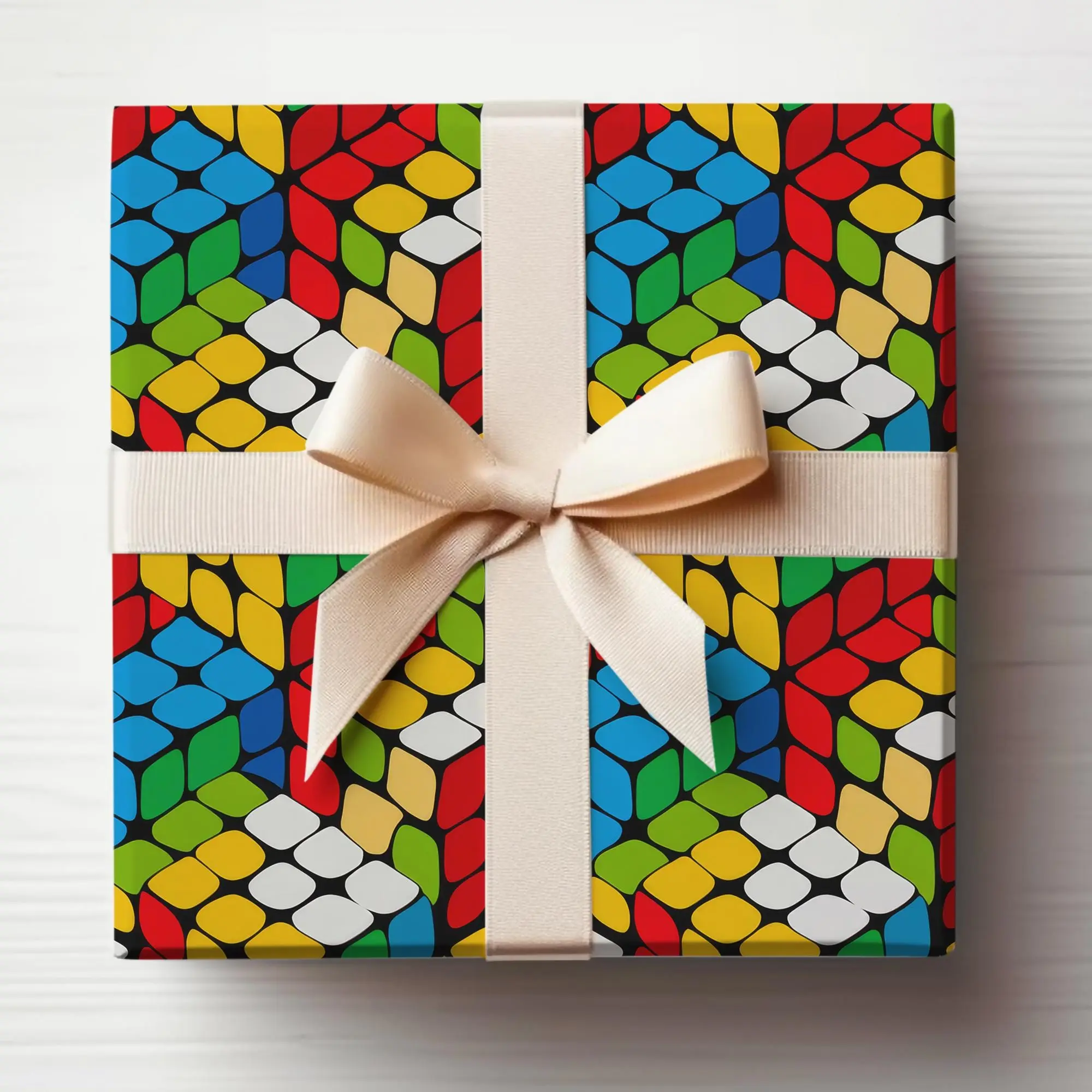 Nerdy Wrapping Paper Roll Rubik's Cube Gift Wrap Roll, Nerd Gift Wrap Rubik's Cube Lovers Gift Wrapping Roll