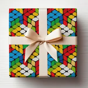 Nerdy Wrapping Paper Roll Rubik's Cube Gift Wrap Roll, Nerd Gift Wrap Rubik's Cube Lovers Gift Wrapping Roll