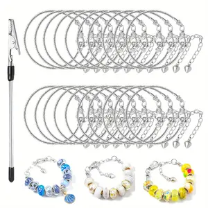 20 pcs Snake Chain Charm Bracelet DIY Metal Bracelet Chain Silver adjustable bracelet with jewelry bracelet clip Fashion Accessories