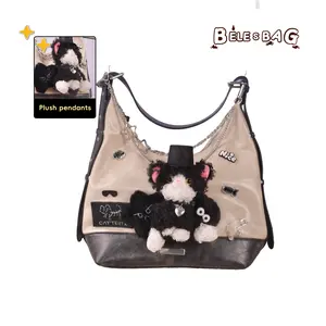 BELE's new original trendy black cat Star chain large-capacity tote bag is a fashionable single-shoulder crossbody bag for women's commuting