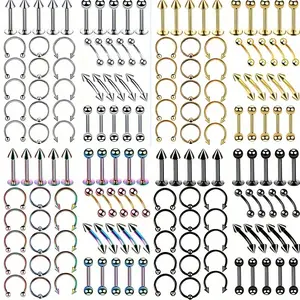 " ⚡️ [2025 SPRING EDITION]160-Piece Punk Piercing Kit ✨   Surgical Steel Levers/Rings/Earrings for Eyebrow/Lip/Tongue/Nose |   Unisex Body Jewelry Set for Festival/Wedding/Alt Fashion |   Non-Magnetic & Skin-Safe Gift Box | # PiercingLovers2025 # PunkRevi
