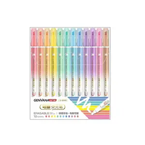 12-Pack Erasable Highlighters Chisel Tip Marker Pens, No Bleed Through Pastel Assorted Colors, Smooth Writing Erasable Highlighter Set for Bible Study, Journaling, Note Taking, School, Office & Planner Supplies