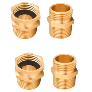 M MINGLE Garden Hose Adapter - 3/4" GHT to 3/4" NPT Brass Connector Set, Includes Additional 8 Washers