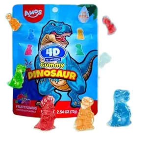 AMOS 4D Gummy DINOSAUR, 3.53oz - Delicious Snack Candy Fruit Chewy