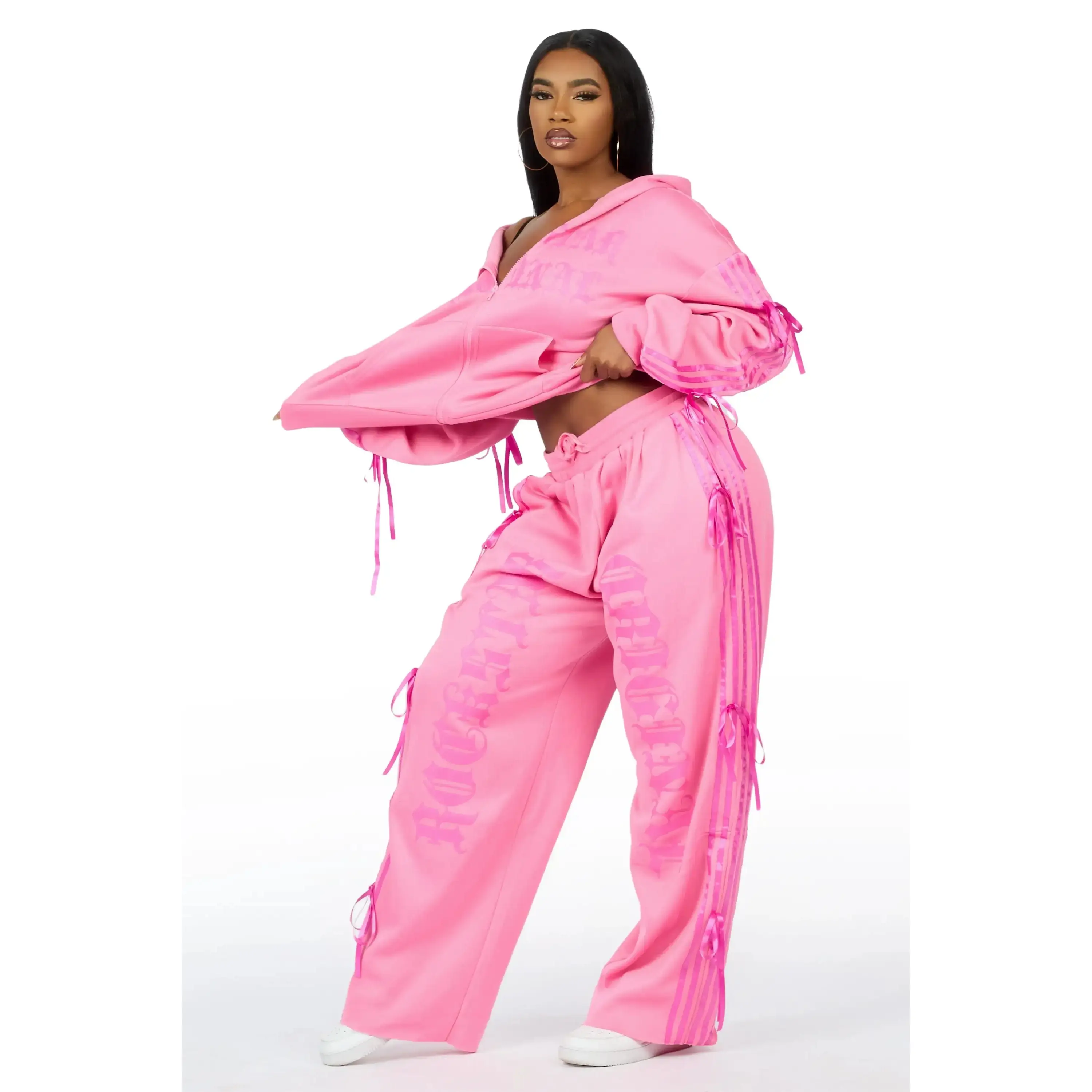 Kettisha Pink Lace Up Baggy Track Set