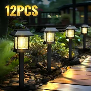 【GLEAM】12 Pack Solar Path Lights, Waterproof & Auto Dusk to Dawn Feature, Great for Garden, Path, Yard, Patio, Driveway, and Walkway Decor.