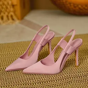 Fairy Pink High-heeled Shoes Women, Pointed-toe French Stiletto Mules, Casual Outdoor Closed-toe Sandals, Trendy, Women Shoes