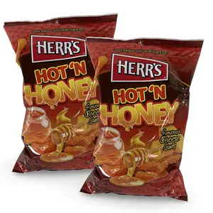 Herr's Hot N Honey Cheese Curl Puffs, Family Size Bags, 2 Count Herr's Hot N Honey Cheese Curl Puffs, Family Size Bags, 2 Count