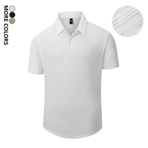 Men’s fashion short-sleeve polo shirt/short-sleeve T-shirt in solid color with a turn-down collar and stripes—trendy, versatile casual athletic top; loose and comfortable, suitable for sports, travel, and home wear across multiple occasions.