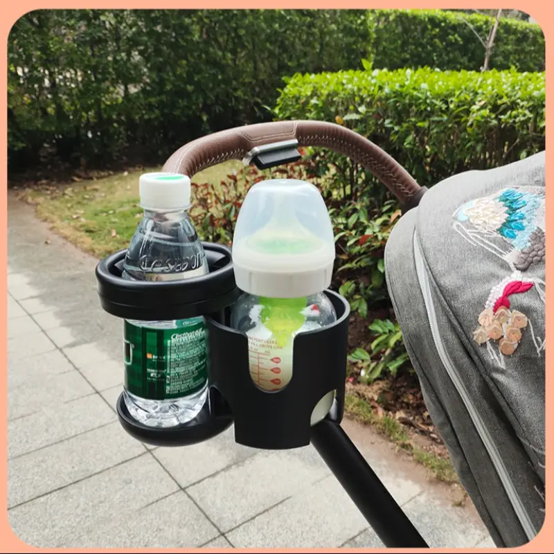 Baby Stroller Cup Holder Dual Slot, Rotating Multifunctional Storage Rack, Safe Seat Cup Holder, Car Water Bottle Holder, Baby Jogger Cup Holder, Travel, Stroller Accessories, Cup Holder For Stroller