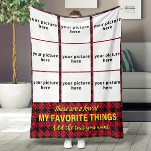 Customizable Red and Black Plaid Flannel Blanket with Personalized Text - Cozy Tear-Resistant Flannel for Home, Couch, Camping, Beach or Office - Perfect Gift for a Loved One, Personalized Blanket
