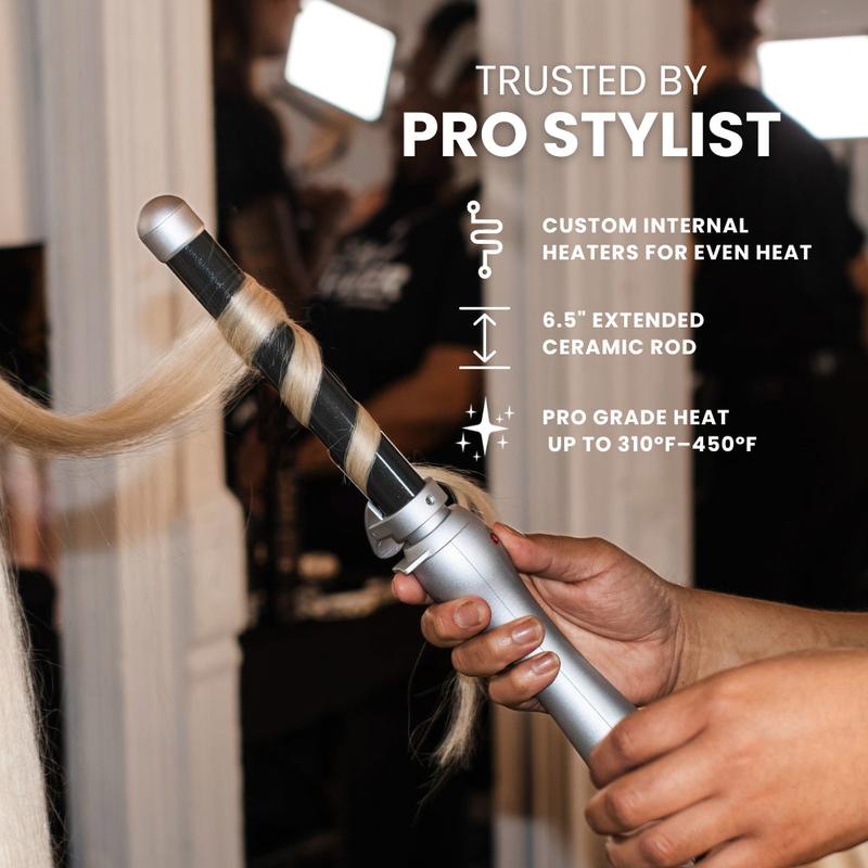Beachwaver Pro Series Rotating Curling Iron | Extended Length Tourmaline Ceramic & Gold Dust Barrel | Pro Heat up to 450°F | 1 & 1.25" Barrel Size