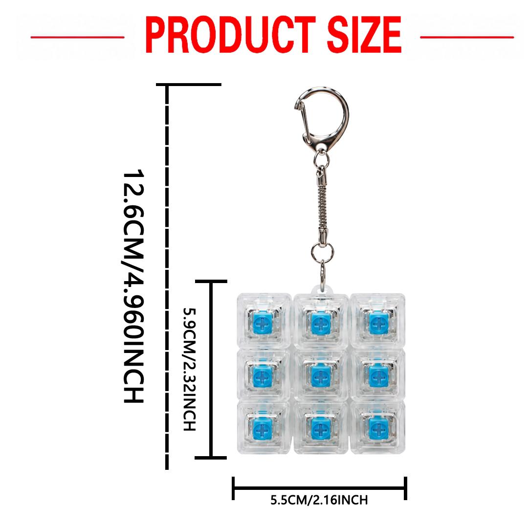 Mechanical Keyboard Fidget Clicker Stress Reliever - Compact Decompression Sensory Toy with Crystal Keycaps, LED Lights, Transparent Acrylic Keys, Christmas Gift Chain, Festive Decor Accent