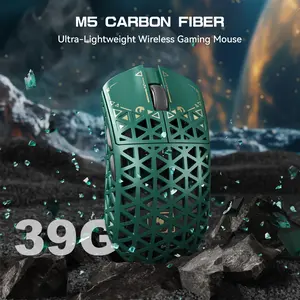 MAMBASNAKE M5 Ultra Carbon Fiber 8000Hz Wireless Gaming Mouse, 39g Superlight, 42000DPI, PAW3950MAX Sensor, Nordic 52840 Chip, Wireless/2.4G/USB-C Wired Mice with Coiled Cable for PC/Mac