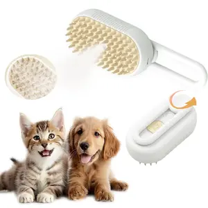 PetGroomer 4 in 1 Cat Steam Brush for Shedding Rechargeable with Rotating Handle for Massaging Self-Cleaning & Pet Hair Removal for Long & Short Hair of Cats Dogs Grooming