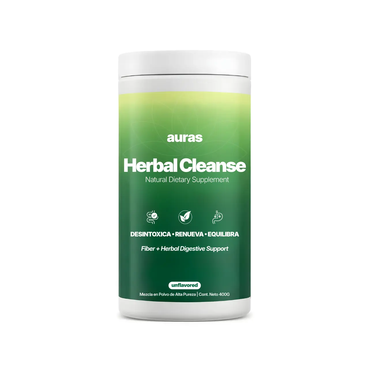 Auras - Colon Cleanse Powder (400g) - Unflavored Dietary Supplement for Adults, with Fiber, Senna, Digestive Support, Bloating Reduction, Natural Herbs Health Aid
