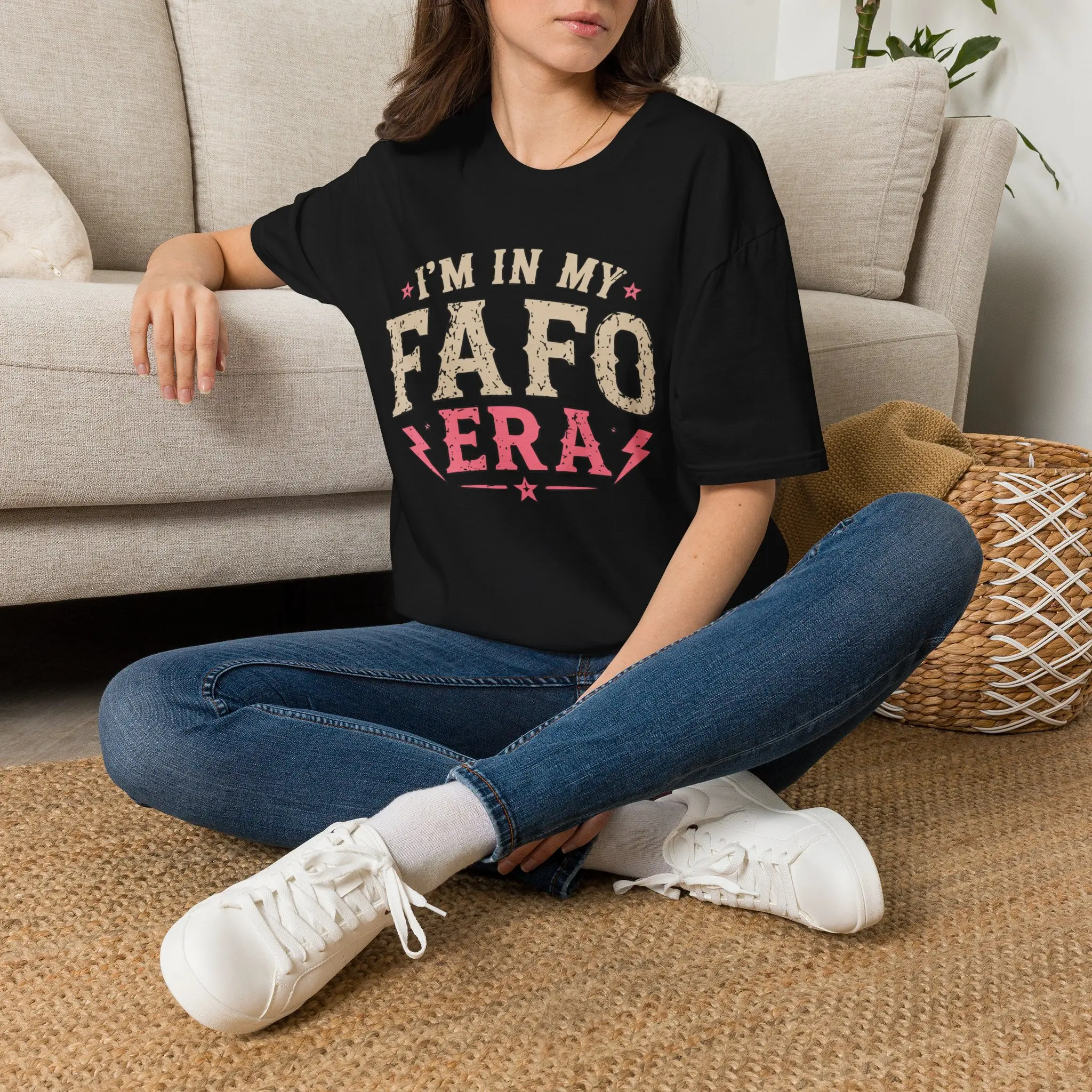 Make a statement in this “I’m in My FAFO Era” graphic tee, featuring colorful retro-inspired distressed lettering. A bold unisex T-shirt for everyday wear, weekend outings, concerts, festivals, and...