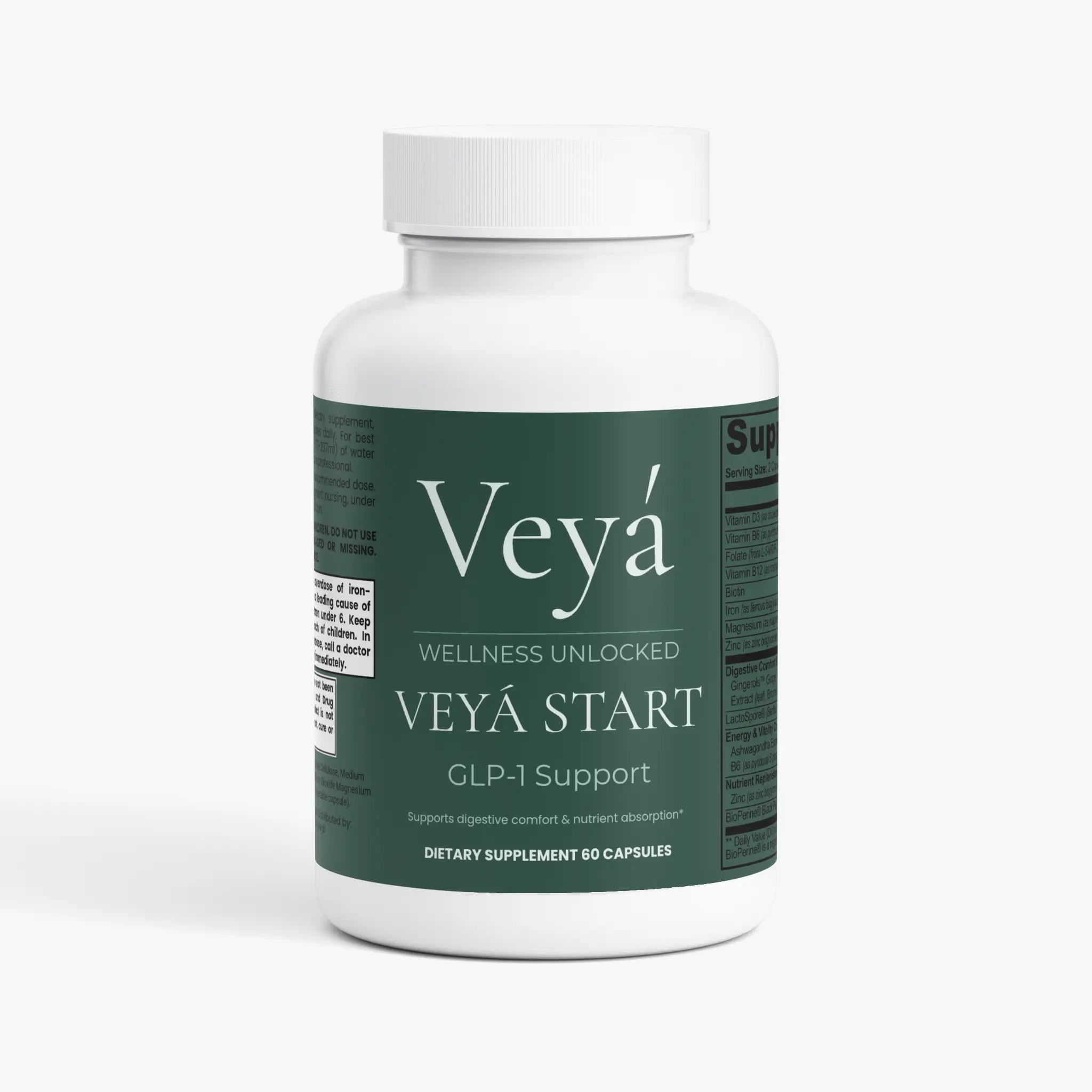Veyá Start - GLP-1 Support Supplement for Digestion, Nutrient Absorption - 60 Capsules