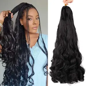 French Curl Braiding Hair 24Inch 8 Packs Loose Wavy Bouncy Braiding Hair Pre Stretched for Black Women (2#, 24Inch(Pack of 8))