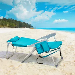 63*70*99cm Heightened Oxford Cloth Silver White Aluminum Tube Bearing 100kg Beach Chair Mint Green