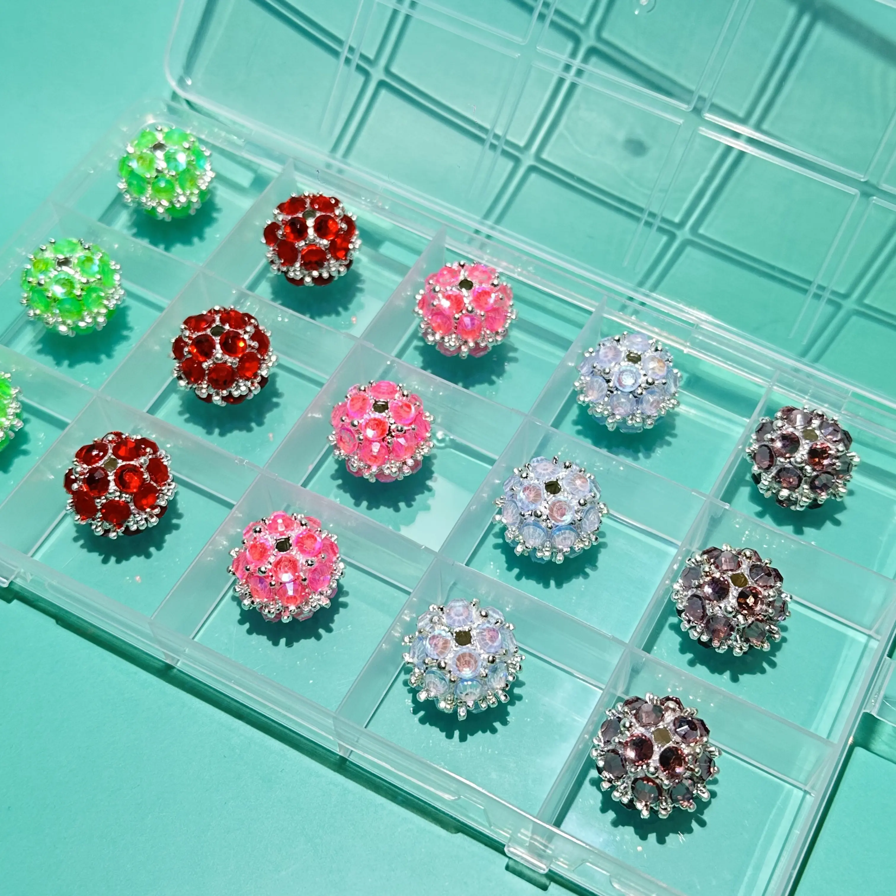 【B130】【Snow Flake Ball Metal Beads 】16mm Rainbow Mix For DIY Pen/Jewelry Making