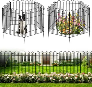 5-Panel Rustproof Metal Garden Fence, No-Dig Animal Barrier Decorative Tall Fencing for Yard Patio Outdoor