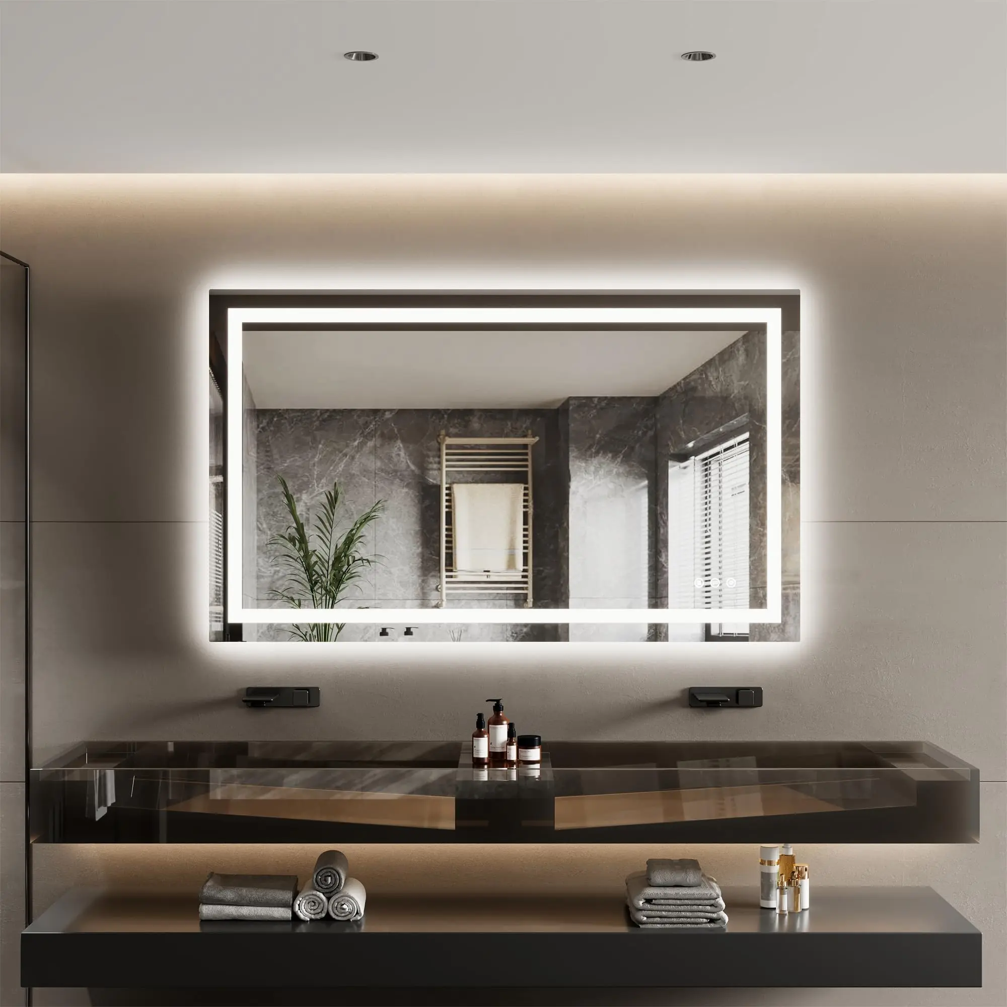 Garvee 24x32 LED Bathroom Mirror With Lights - Anti-Fog, Dimmable Front & Backlit, Smart Vanity Mirror With Memory Function, Horizontal/Vertical Mount.