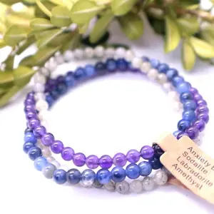 Anxiety relief crystal gemstone bracelet set
