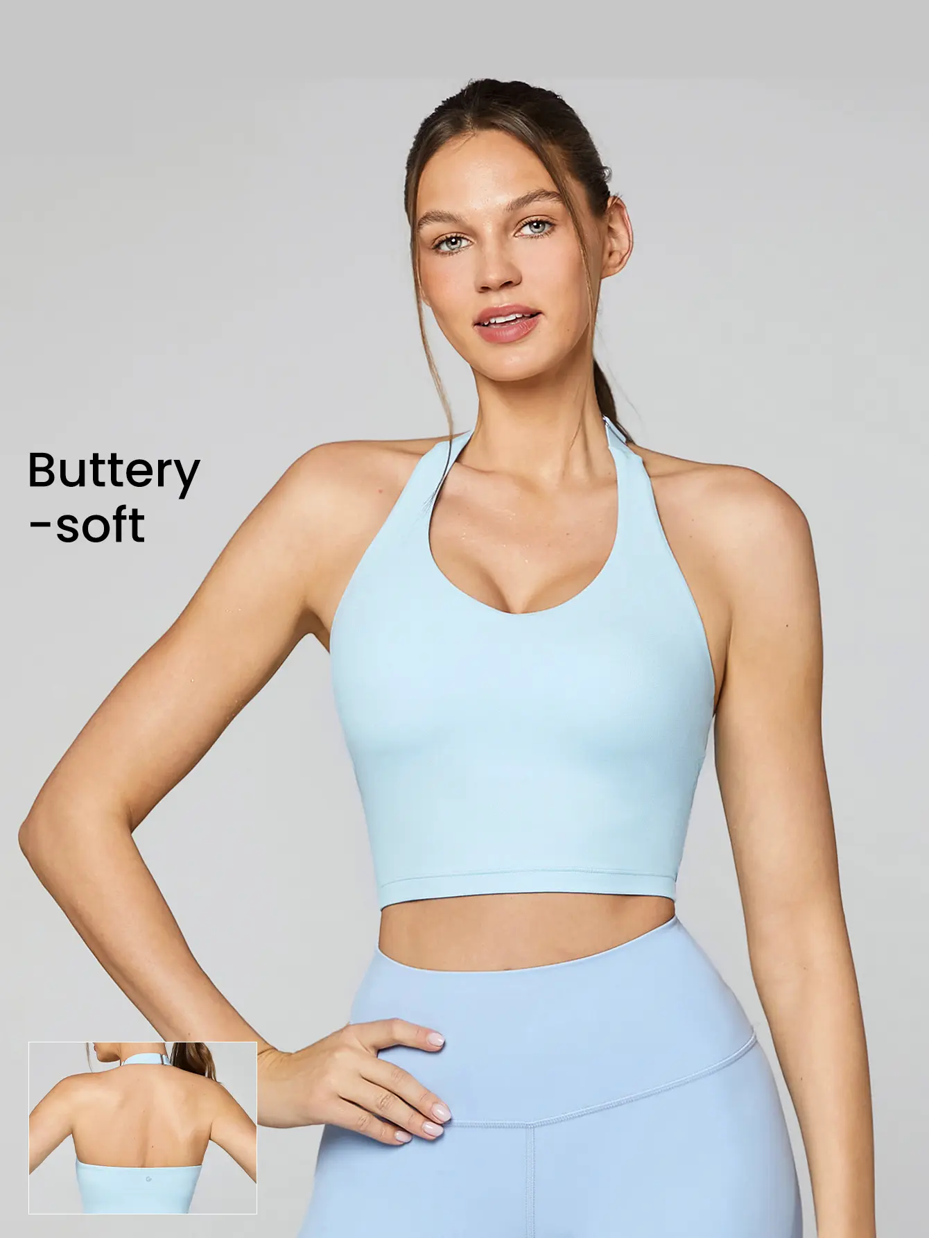 GLOWMODE FeatherFit™ Double Time Adjustable Halter Sports Bra Tank Top Light Support Low Impact Yoga Daily