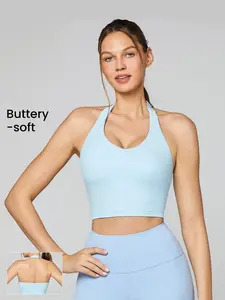 GLOWMODE FeatherFit™ Double Time Adjustable Halter Sports Bra Tank Top Light Support Low Impact Yoga Daily