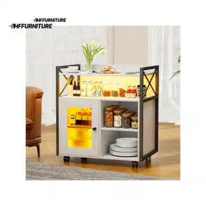 35% price reduction  ifur RGB Buffet Cabinet Wireless Charging Station 7 Dynamic 24 Static LED Sideboard Human Sensor Light 360 Swivel Coffee Bar With USB Type C Port Dining Living Room Kitchen Home Decor Ideas