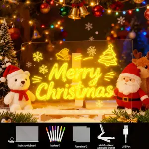 LED Acrylic Board | DIY Glow Message Board with 7 Markers | Neon Effect Light Up Sign for Holiday Decor & Gifts