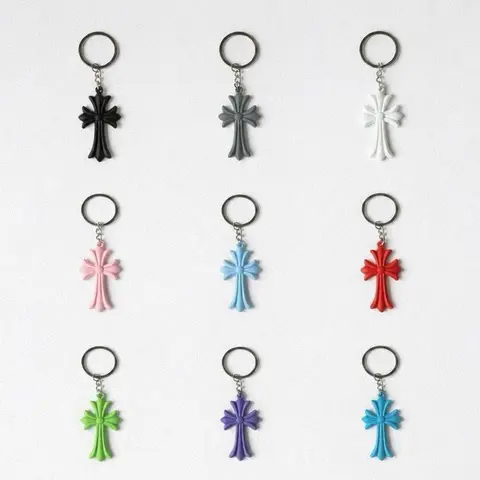 Gothic Y2k Cross Keychains - Multi-Color Premium Silicone Keychain with Durable Steel Keyring