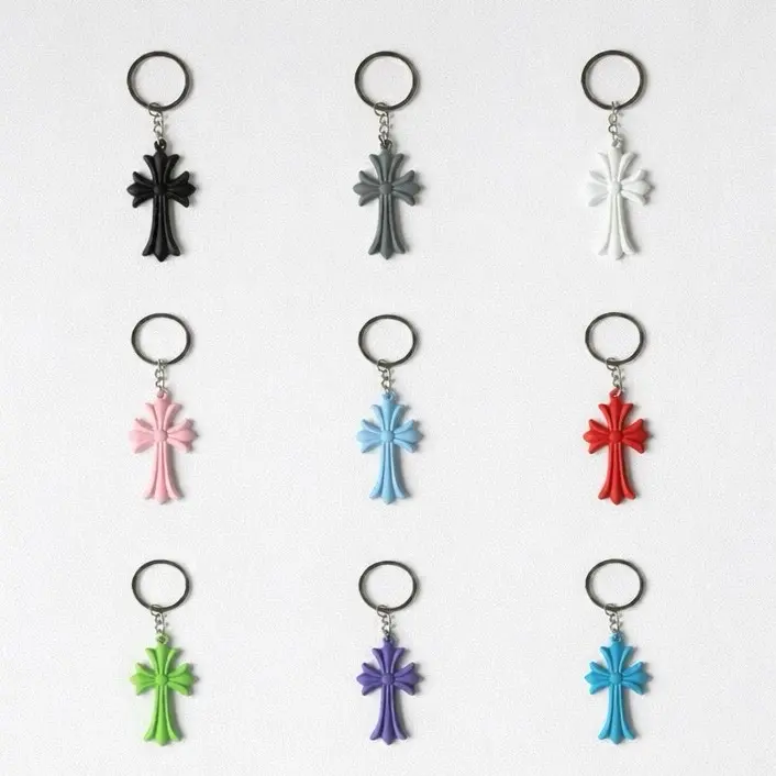 Gothic Y2k Cross Keychains - Multi-Color Premium Silicone Keychain with Durable Steel Keyring