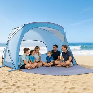 6 Person Beach Tent Sun Shelter UPF 50+ Protection Portable Lightweight Sun Shade Canopy with Carrying Bag & Sand Pockets for Family Camping Outdoor Picnic