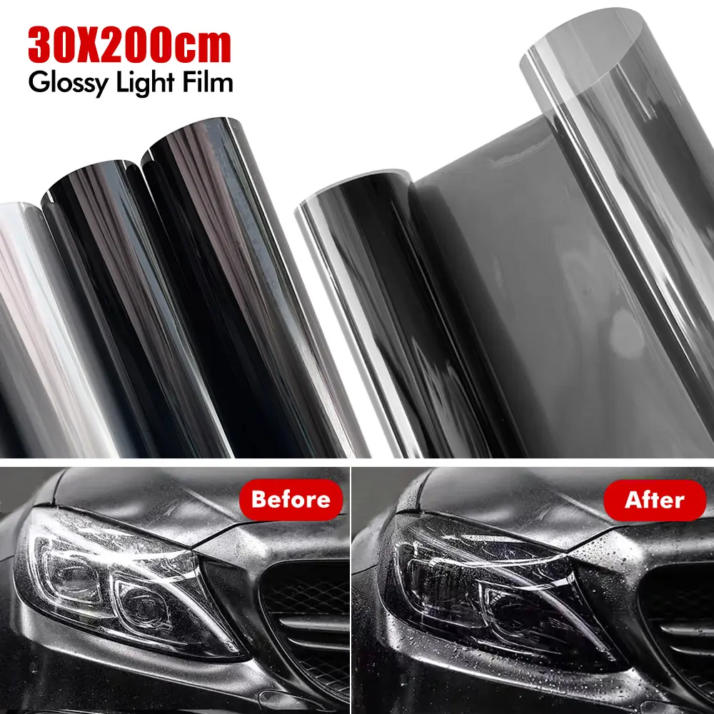 Car Headlight Tint Fog Light Taillight Smoke Black Tint Vinyl Film Headlight Decals Waterproof Universal Fit Easy Install Scratch Resistant Removable Car Accessories Automotive Accessories