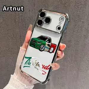 Phone Case for iPhone 17 16 Pro Max 15 Plus 14 13 12 11 E Air Trueland Dodge Truck Pattern Premium Plated Cover Casing Clear Protective Four Corners Air Cushion Anti-drop