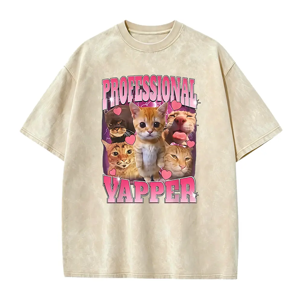 Summer t Shirts Professional Yapper Cat Funny Meme T-Shirt,Unisex Crew neck T-shirt for Men And Women,Casual Summer T-Shirt with Crew Neck,Heavyweight 100% Cotton