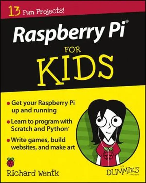 Used Raspberry Pi for Kids for Dummies Paperback Book - Richard Wentk, English, for Games, Art, Python, Scratch, Websites Learning (Computers & Office Educational Supplies), Projects