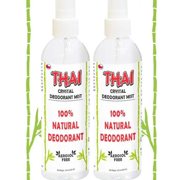 2-PACK Thai Deodorant Spray - Made in USA - Whole Body Natural Crystal Salt Deodorant Spray for Women Men & Teens, (8 Oz)