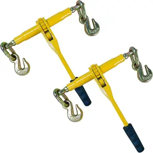 Ratchet Chain Binders - Heavy Duty 5/16" -3/8" Load Binders with Grab Hooks, 9200 lbs Working Load Limit, 2-Pack,for Grade 70 Transport Chains,Ideal for Towing,Hauling,and Flatbed