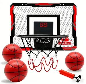 Over The Door Mini Basketball Hoop Set with Electronic Scoreboard & Sound, Indoor Wall-Mounted Goal for Kids & Adults, Bedroom & Office Play